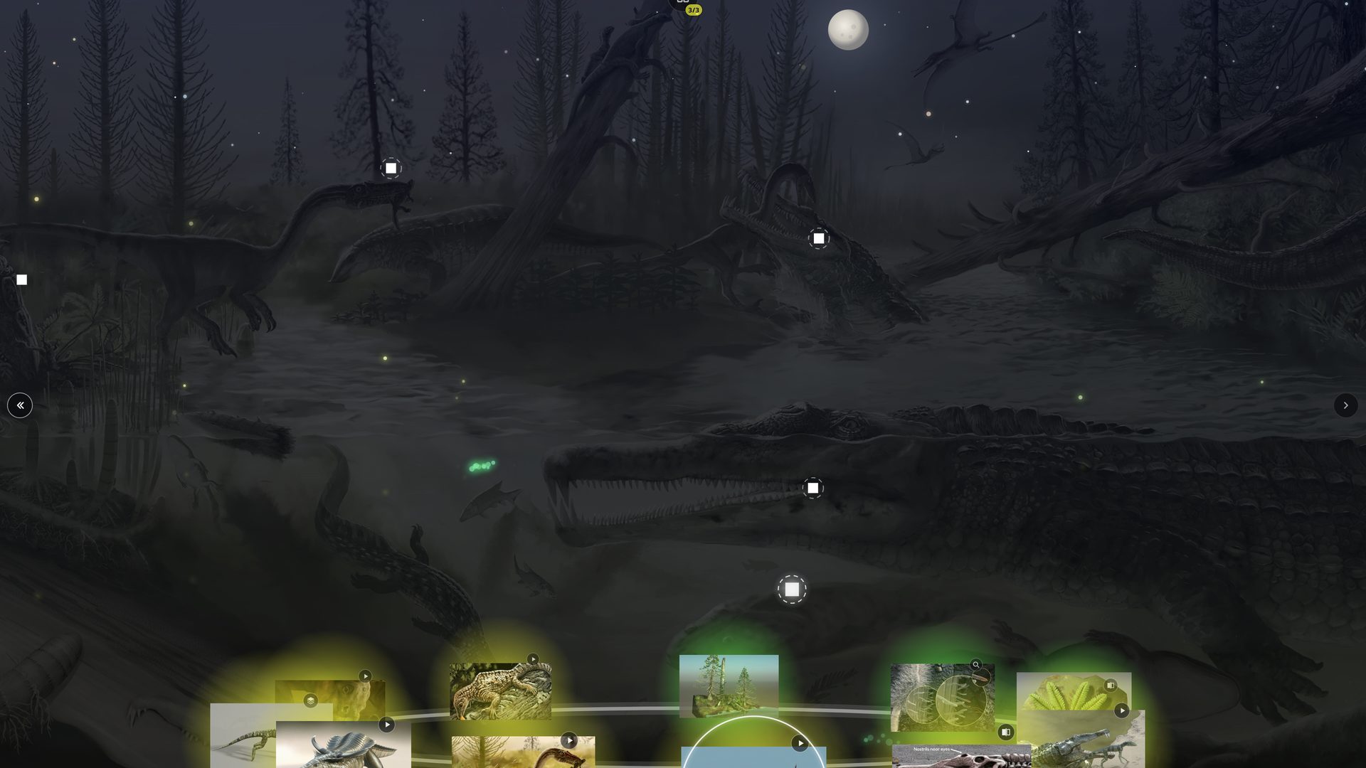 The same scene at night